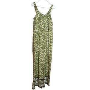 Maurices XL Jumpsuit Wide Leg Green Boho Rayon Lightweight Pull-on Sleeveless